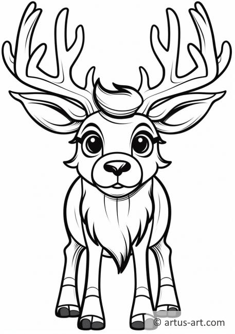 Cute Reindeer Coloring Page For Kids